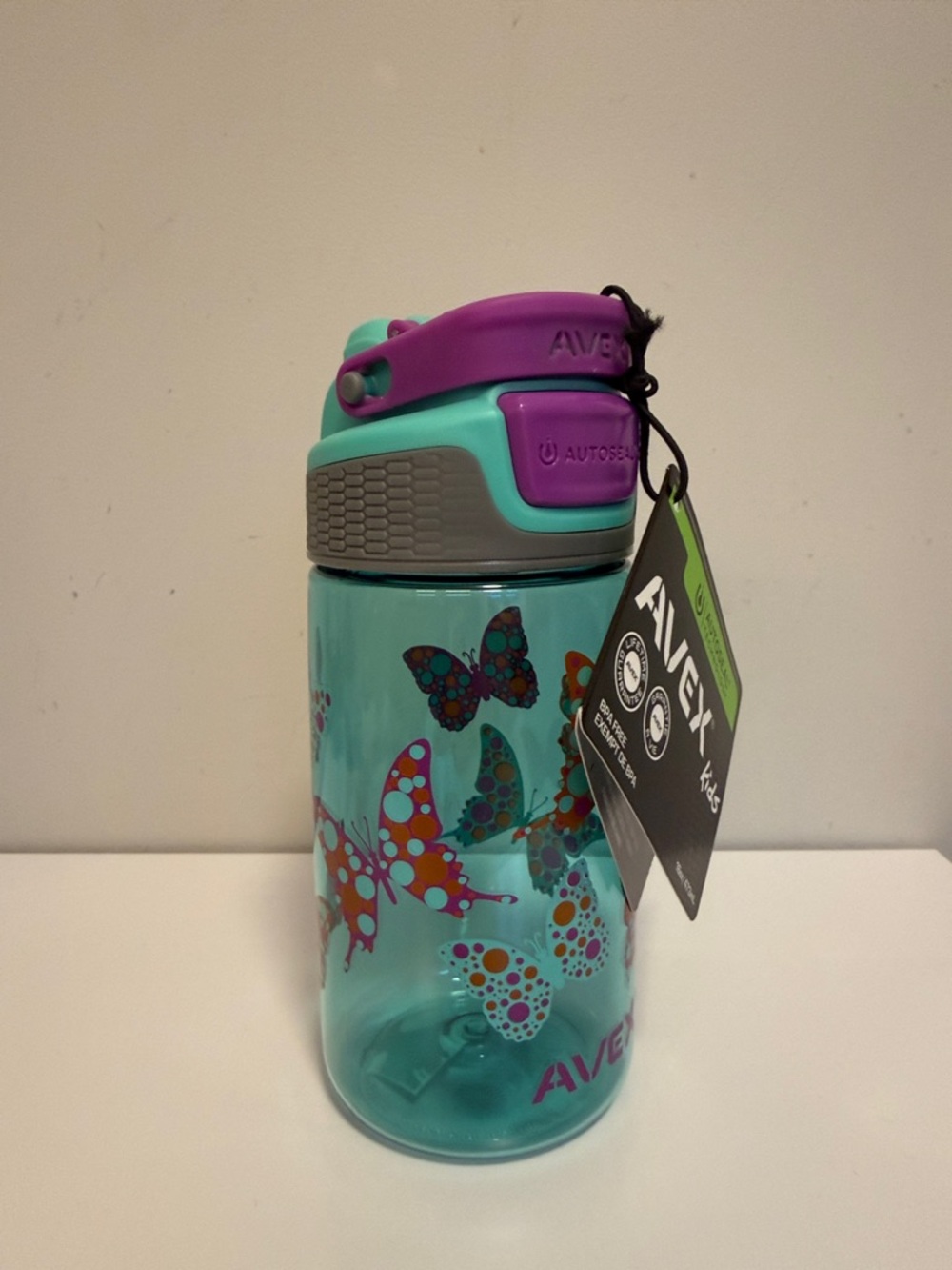 Avex Kids Butterfly Water Bottle - Turquoise & Purple